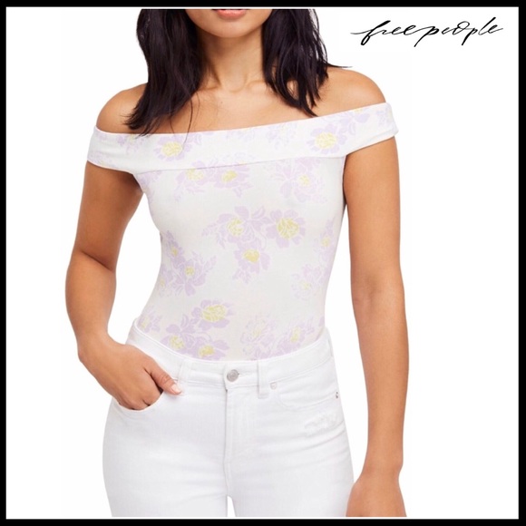 Free People Tops - FREE PEOPLE FLORAL PRINT OFF THE SHOULDER BODYSUIT